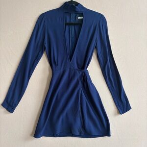 Reformation Navy Campbell Mock Neck Wrap Mini Dress size XS